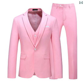 メンズ ライト ピンク スーツ 3点 スーツ 大きめサイズ キャバ マスター 歌手 ステージ ウェディング ドレス