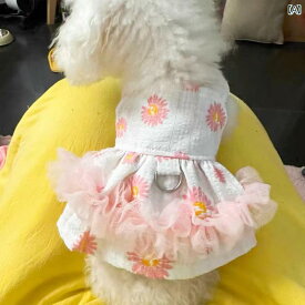 ペット 服 春夏 フレッシュフローラル レース サスペンダー スカート テディ ビション 犬 猫 薄手