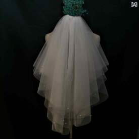 ブライダル アクセサリー ウェディング パーティー 結婚式 花嫁 婦 小物 美しい ビーズ シンプル ドレス ベール ショート 多層 ソフト ガーゼ