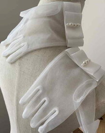 ブライダル アクセサリー ウェディング パーティー 結婚式 花嫁 婦 小物 無地 ガーゼ シンプル 手袋 ビーズ 花形 パール レトロ 手袋 ショート 手袋
