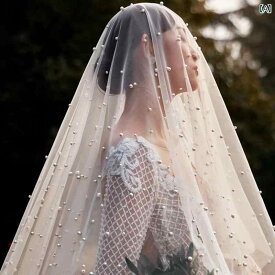 ブライダル アクセサリー ウェディング パーティー 結婚式 花嫁 婦 小物 パールベール ビーズ スイス ガーゼ フォト スタイリング ベール