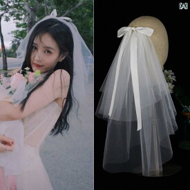 ブライダル アクセサリー ウェディング パーティー 結婚式 花嫁 婦 小物 ベール かわいい 写真 小道具 白 チュール 頭飾り