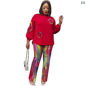 レディース ファッション アフリカ 国境 プリント シャツ ストレッチ ズボカジュアル セットアップ 基本 婦人服