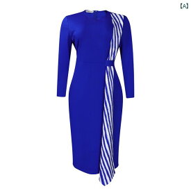 レディース ファッション アフリカ 大きめサイズ 婦人服 ヒップ ハグ スリム ラウンドネック ペンシル スカート ドレス