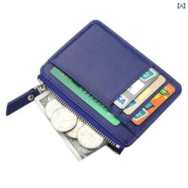 財布 レディース PU レザー カードホルダー コンパクト 薄手 ID カードホルダー レディース ジッパー ショート小銭入れ