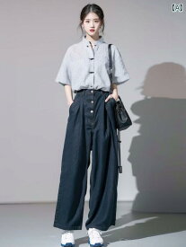 レディース ファッション 夏 服 旅行 服 中国 服 トレンド シャツ ワイドレッグ パンツ セットアップ