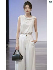 レディース ファッション 韓国 初春夏 服 トレンド 白 ノースリーブ セットアップ 一式