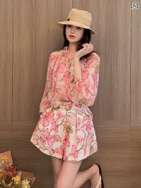 レディース ファッション 小柄 夏 服 年 婦人服 セット モダン ホリデー ピンク シャツ セットアップ