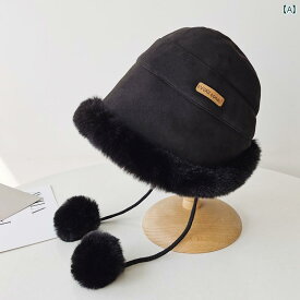 レディース 秋冬 かわいい ボール スエード 帽子 厚手 起毛 暖かい 耐寒性 耳保護 帽子 バケット ハット