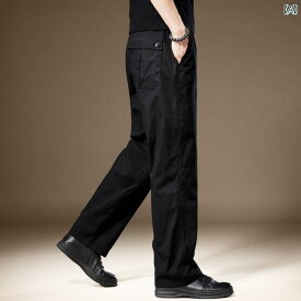 メンズ ファッション アメリカ ストリート 夏 薄手 カジュアル パンツ 大きめサイズ 軽量 作業着 ストレート ドレープ 黒 ワイドレッグ パンツ