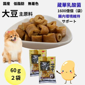 ＼ポイント5倍＆クーポン継続中／【大豆スナックビッツ60g2個セット】 犬おやつ 国産 機能性素材 低脂肪 無着色 大豆 蔵華乳酸菌 腸内環境維持 免疫力保持犬用おやつ 腸活サポート 免疫ケア