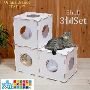 【シェルフ】 3個セット猫用品 猫グッズ 猫ハウス 猫ハウジング キャットハウス キャットホーム 猫用隠れ家 猫用シェルフ オリジナルキャットハウス ITADAKI キャットハウス SDGs猫用品 エコ素