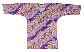 鯉口シャツ大人 紫地色に桜流水　メール対応しております。鯉口シャツ 花柄 祭り 和柄 制服 飲食店 和食店 居酒屋 ユニフォーム 男性 メンズ 女性 レディース 男女兼用