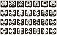 貼紋6枚1組　着物の定番家紋が簡単に！（黒地用紋）[メール便送料込]シール家紋 貼り付け紋 ちりけ紋 貼…