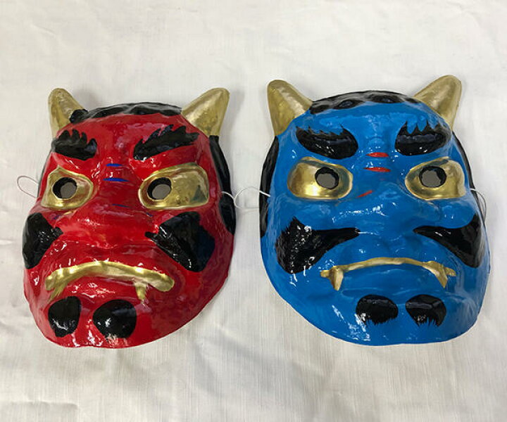 楽天市場 赤鬼おめんと青鬼の おめん セット販売 おにのお面2枚 が届くお得なセット 節分 豆まき 時代劇 新舞踊 和のイベント屋