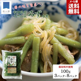 みず 山菜 水煮 天然 国産 秋田県産 無添加 100g 3パック/8パック 保存料不使用 着色料不使用 梅と塩の天然保存液 みず水煮 山菜水煮 歯ごたえ シャキシャキ 簡単調理 メール便 送料無料 ポイント消化 買いまわり