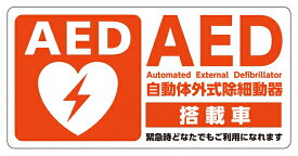 【P10倍&10％OFFセール！ 1/9 20:00-1/16 1:59】AEDシール 乗用車用 W100×H50 片面　【sanwa】　JIS規格準拠 ステッカー 日本AED財団監修
