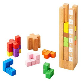 育脳タワー　812327　パズル 知育パズル ブロック 木製 つみき 天然木 木のおもちゃ 知育玩具 ウッドブロック プレゼント 誕生日 ギフト