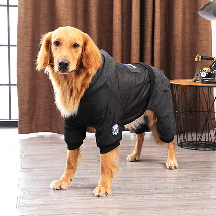 犬の服 ロンパース つなぎ 大型犬 中型犬 ジャケット 裏ボア 暖かい おしゃれ かっこいい ゴールデン フライトジャケット 送料無料 :  Wanwan Square Garden