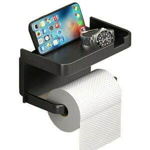 トイレットペーパーホルダー 穴あけ不要 ペーパーホルダー 粘着式 小物置き棚付き ティッシュペーパー 取り付け簡単 両面テープ おしゃれ ABS製 自宅 賃貸