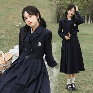 子供フォーマルスーツ 女の子 4点セット(ジャケット・ワンピース・シャツ・ネクタイ) 卒業式 入学式 140-165cm対応 小学校 中高生 お受験 結婚式 発表会 冠婚葬祭 ネイビー 軽量 洗える きれ