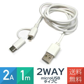 microUSB・タイプC 2in1 充電ケーブル 2A 1m