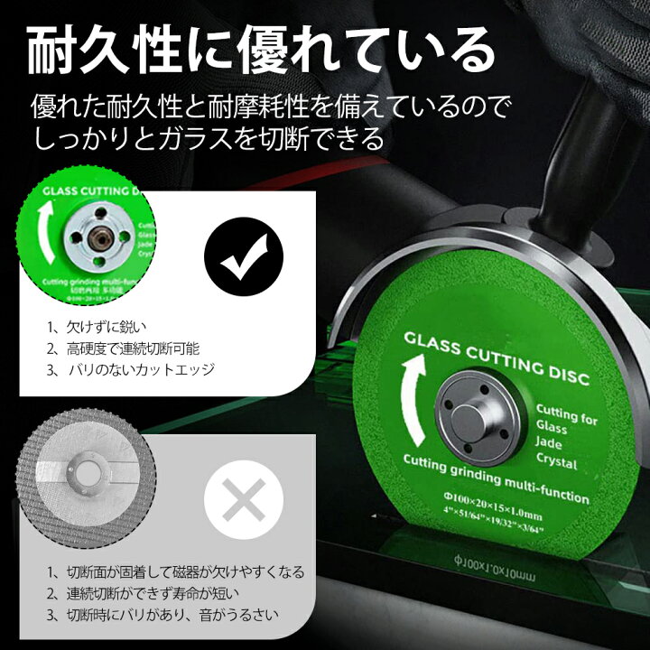 楽天市場】ガラス切断グラインダー 100mm×1mm×20mm 2枚入れ 切れ味良し 