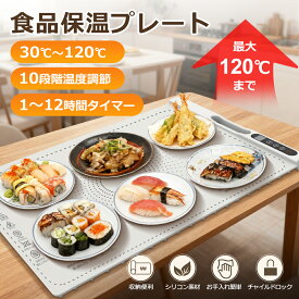 【2025新登場・翌日配送】 食品保温プレート 60×38cm 卓上保温プレート シリコン 電気保温プレート 解凍プレート 30℃〜120℃ 10段階温度調節 ホットプレート フードウォーマー 料理 保温トレイ 多機能 切タイマー お手入れ簡単 収納袋付き 家庭用 食卓