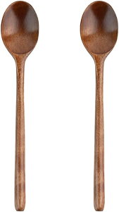 【2本セット】 スプーン 天然木製 スープスプーン 木製スプーン 23.5cm 軽量 おしゃれ おかず ご飯 ヨーグルト 蜂蜜 料理スプーン