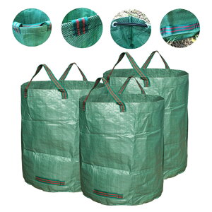 【3個セット】 ガーデンバッグ 大容量272L ガーデニングバッグ ガーデンバケツ 落ち葉入れ 集草バッグ 大型庭用袋 自立式 折り畳み 再利用可能な 防水 丸型 収納 お庭の清掃 ごみ落ち葉の処