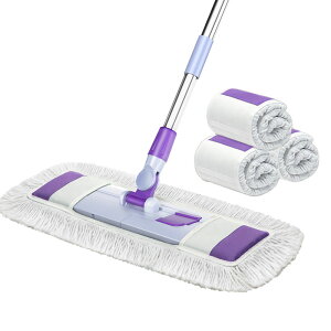 モップ フロアモップ 業務用モップ 大型 綿系 殺菌 消毒フロアワイパー 56cm 替え布3枚付き 乾拭き 水拭き 乾湿両用 除塵モップ クイックルワイパー 長さ調節可能