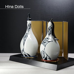 雛人形 おしゃれ 陶器 コンパクト 【Hina Dolls】 ひな人形 置物 縁起物 砥部焼 竜青ブラック 窯元 和将窯 Washo-320