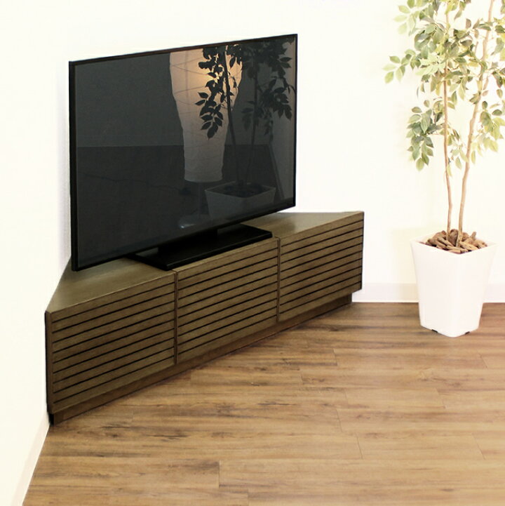 楽天市場】TVボード コーナー用 幅150cm ウォールナット色 格子 