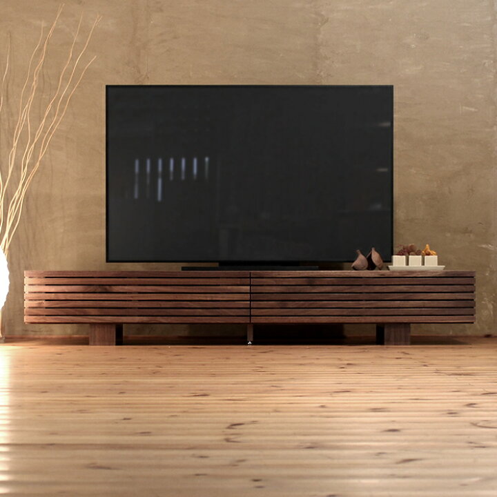 楽天市場】TVボード 幅210cm ウォールナット材 格子 4Kテレビ対応 