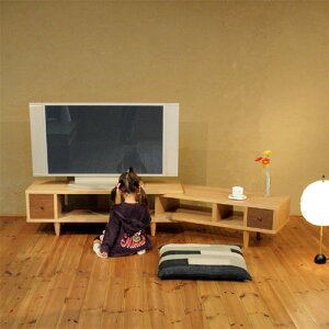 TVボード 幅120cm タモ材 キャスター付き コーナー用 テレビ台 TV台 テレビボード AVボード AVラック TVラック AVラック デザイン デザイナー 北欧 和モダン 和風モダン 木製 天然木 日本製 国産