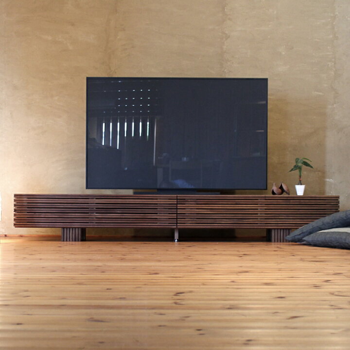 楽天市場】TVボード 幅240cm ウォールナット材 格子 4Kテレビ対応 