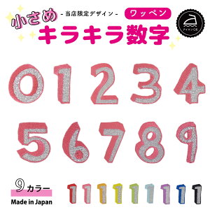 \LINE追加で300円OFFクーポン配布中/ ワッペン 数字 ( キラキラ / 小さい サイズ ) 刺繍 アイロン 接着 アップリケ | 小さめ 数 文字 ラメ 目立つ ユニフォーム 入園 入学 入園入学 入園準備 赤