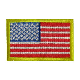 アイロンワッペン 国旗 アメリカ 黄枠 縦5.2cm 横8.2cm