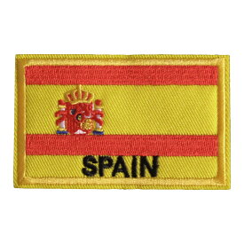 アイロンワッペン 国旗 スペイン 文字 縦5cm 横8.2cm