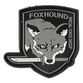 PVCベルクロワッペン メタルギアソリッド Fox Hound 盾形 灰 縦7.5cm 横7.7m