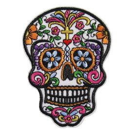 アイロンワッペン メキシカンスカル 1 縦10cm 横7.4cm