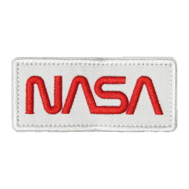 ベルクロワッペン 宇宙 NASA タグ 白赤 縦4cm 横9cm