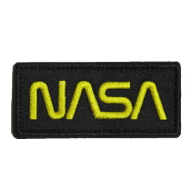 ベルクロワッペン 宇宙 NASA タグ 黒黄 縦4cm 横9cm