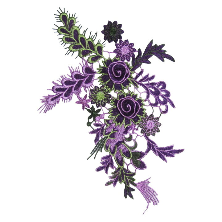 楽天市場 ワッペン 花 刺繍 紫 61 縦35cm 横23cm Onamomizu House
