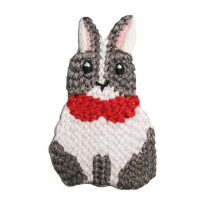 アイロンワッペン 刺繍 動物 冬 4 ウサギ 縦4.3cm 横2.7cm