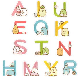 すみっコぐらし しろくま・ぺんぎん？とんかつとえびふらいのしっぽねこ・とかげアルファベット/イニシャル シール/アイロン接着　両用タイプ
