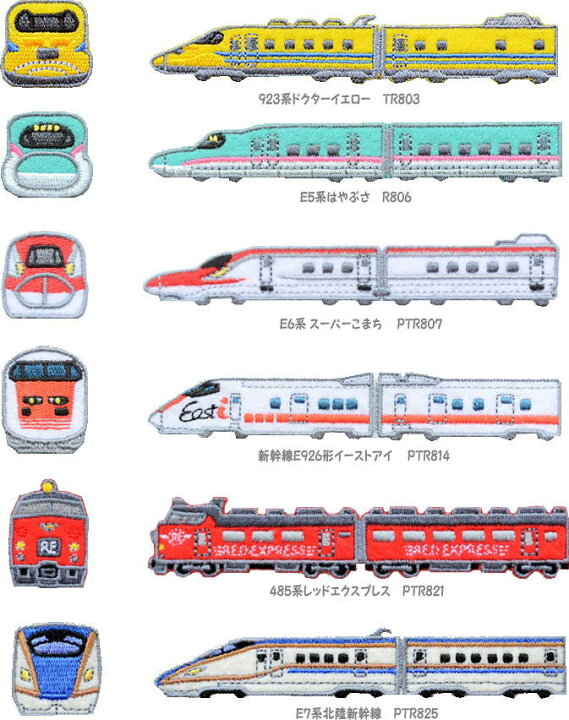 楽天市場 トレインワッペン２923系ドクターイエロー E5系はやぶさr806 E6系 スーパーこまち 新幹線e926形イーストアイ 485系レッドエクスプレス E7系北陸新幹線 アイロン接着タイプ ワッペン屋さんラボ