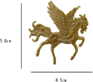 “ワッペン屋さんラボ オリジナルワッペン” ペガサス ゴールドL ワッペン(アイロン接着タイプ)