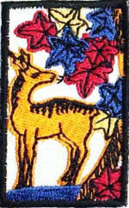 楽天市場 ワッペン屋さんラボ オリジナルワッペン １０月落ち葉 鹿 花札ワッペン アイロン接着タイプ ワッペン屋さんラボ