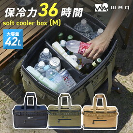 WAQ SOFT COOLER BOX (M) 42L ソフトクーラーボックス 42リットル クーラーボックス ソフトタイプ ソフトクーラー ファミリーキャンプ用 レジャー用 大人数用 4-5人用